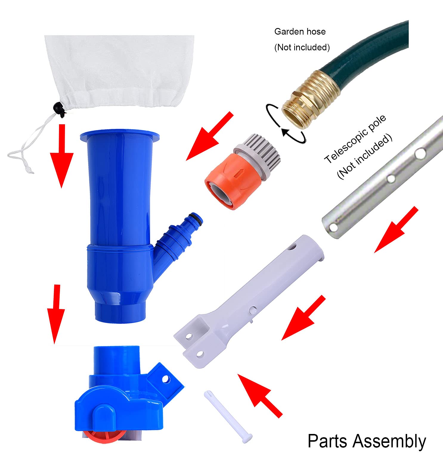 Pool Supply Town pole-not-included reminder helps select a sturdy telescopic pole.