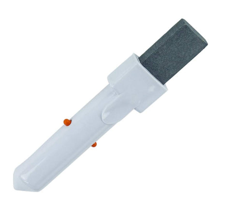Pool Supply Town pumice stone with EZ-Clip removes rust stains on concrete pool surfaces.