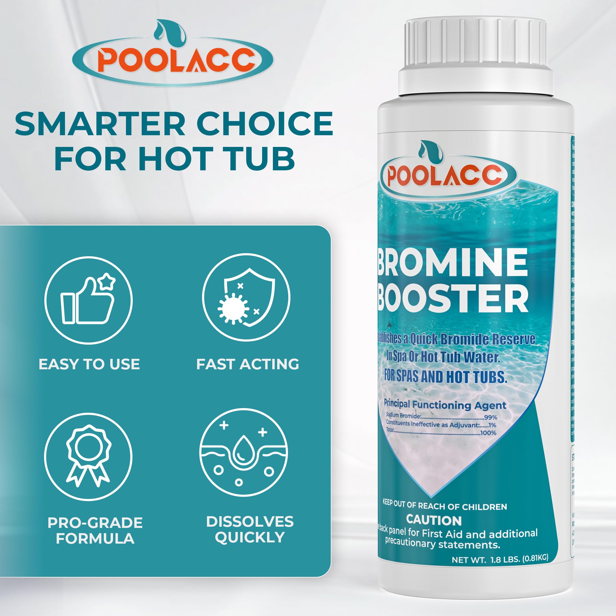POOLACC Bromine Booster odor-neutralization helps water feel softer and smell milder