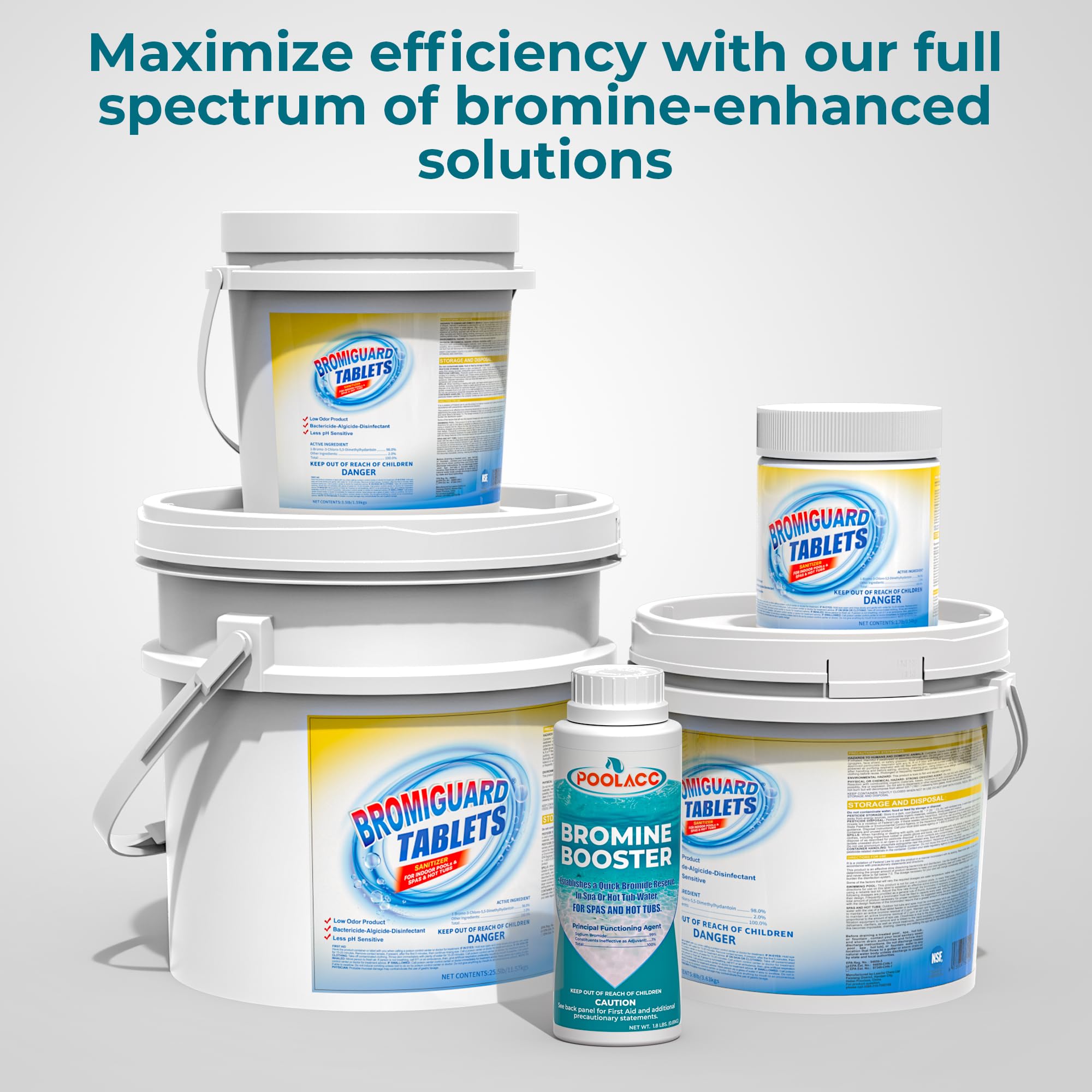 POOLACC Bromine Booster supports crystal-clear water with reduced chemical odors