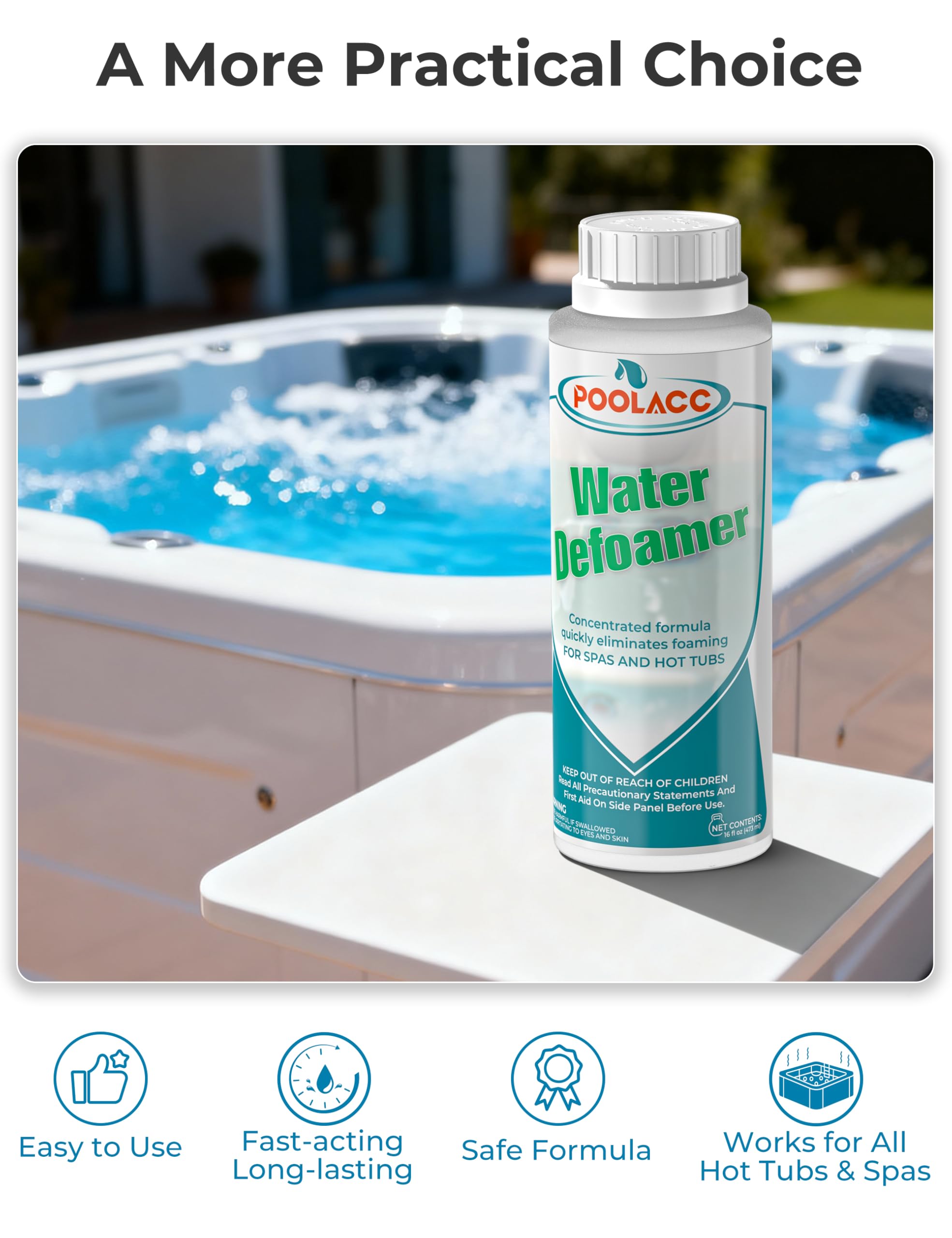 Poolacc defoamer being poured into spa during circulation