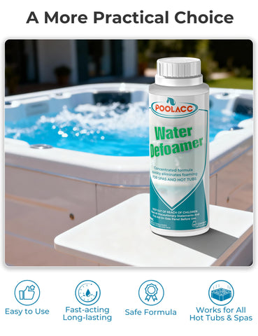 Poolacc defoamer being poured into spa during circulation
