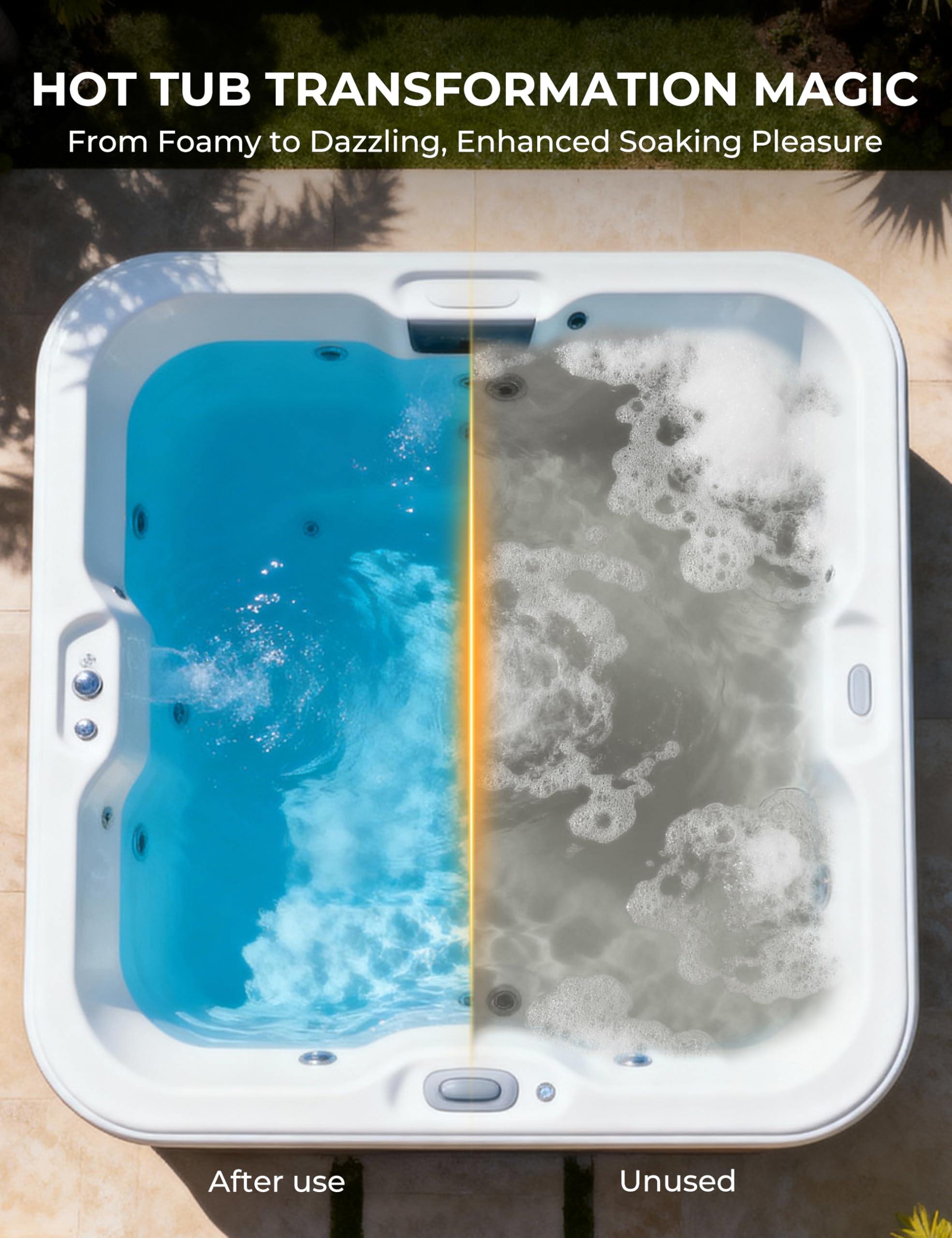Easy application of Poolacc defoamer in spa with jets running