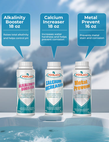 Poolacc metal stain preventer protects hot tub surfaces from staining