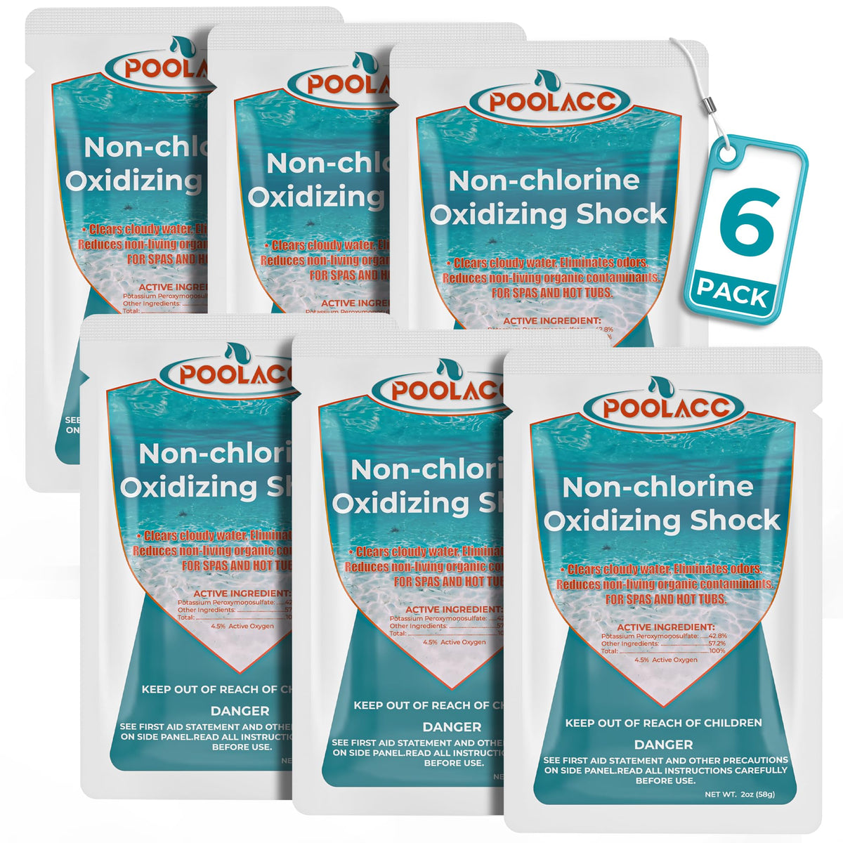 POOLACC non-chlorine spa shock oxidizer bottle for fast water clarity