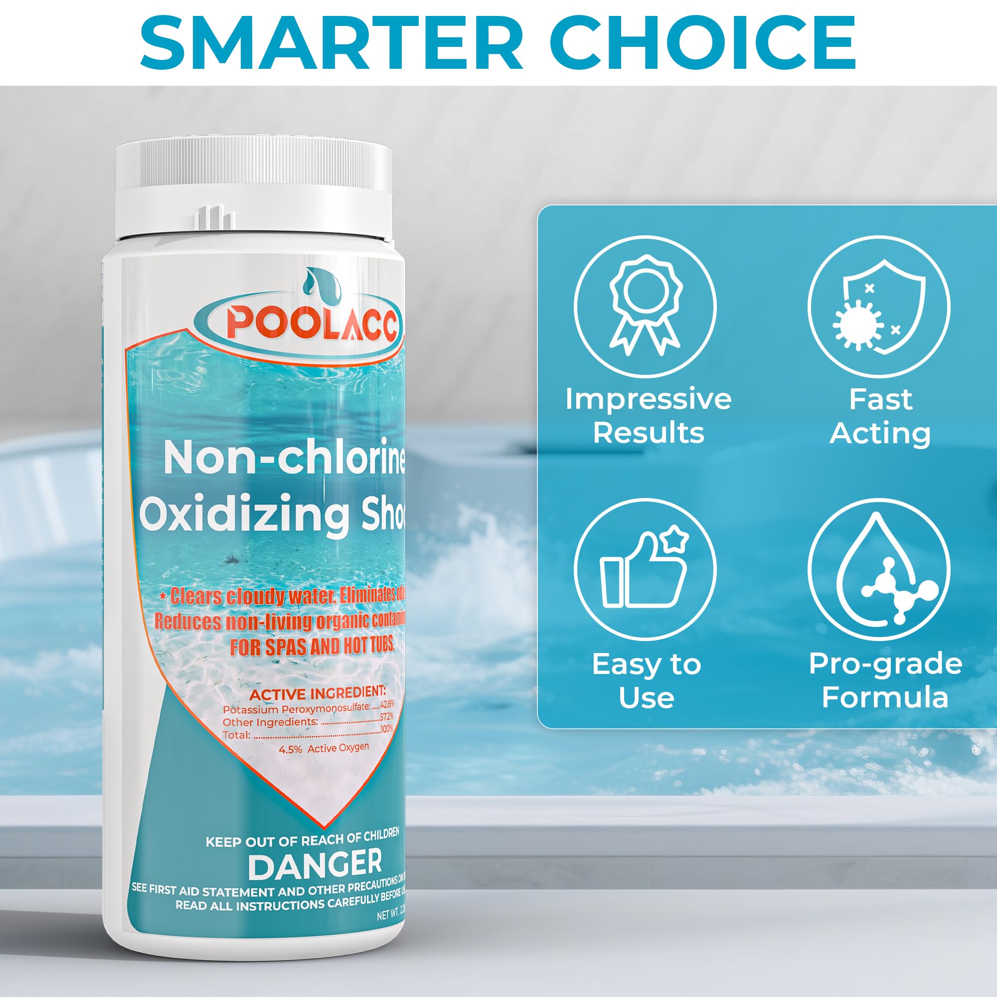 POOLACC spa water-clarity-15mins demonstrates rapid water clarity.