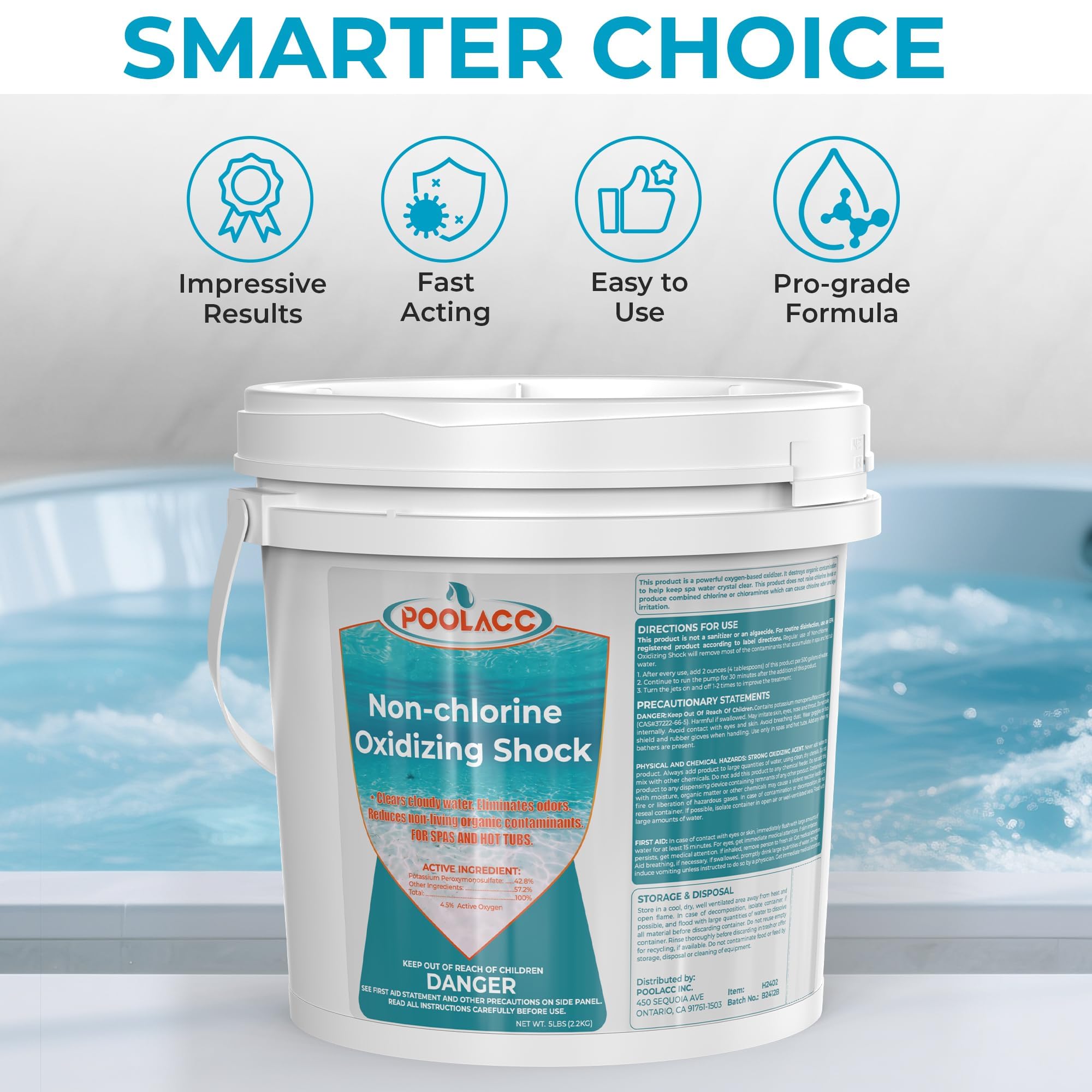 Poolacc water refresh without strong odors for a cleaner spa experience.