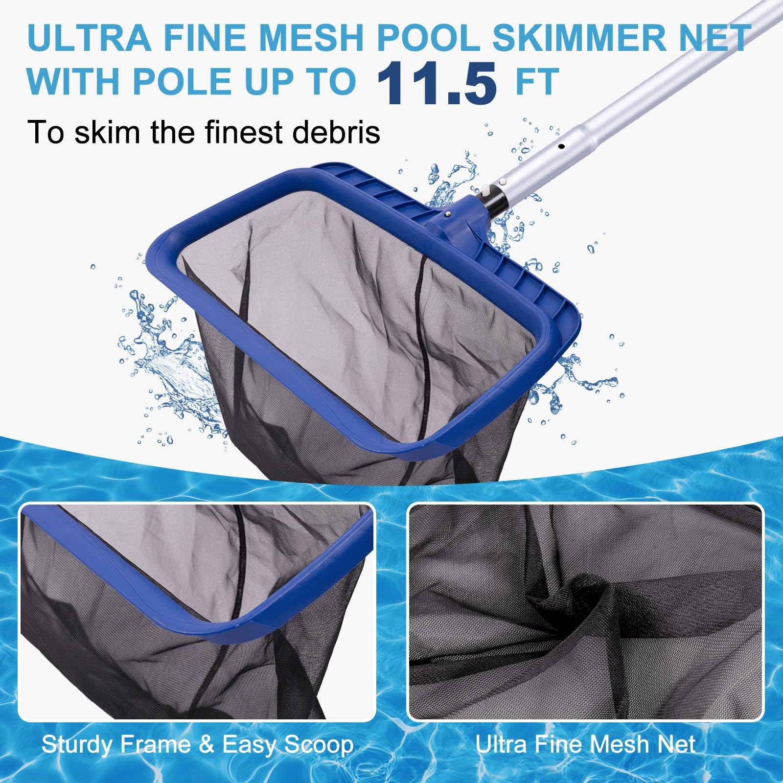 Poolaza 10.5 ft aluminum pole extends your cleaning reach