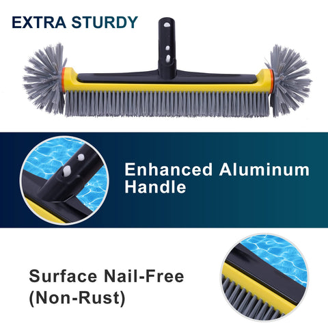 POOLAZA 17.5-inch brush sweeps wide areas efficiently.