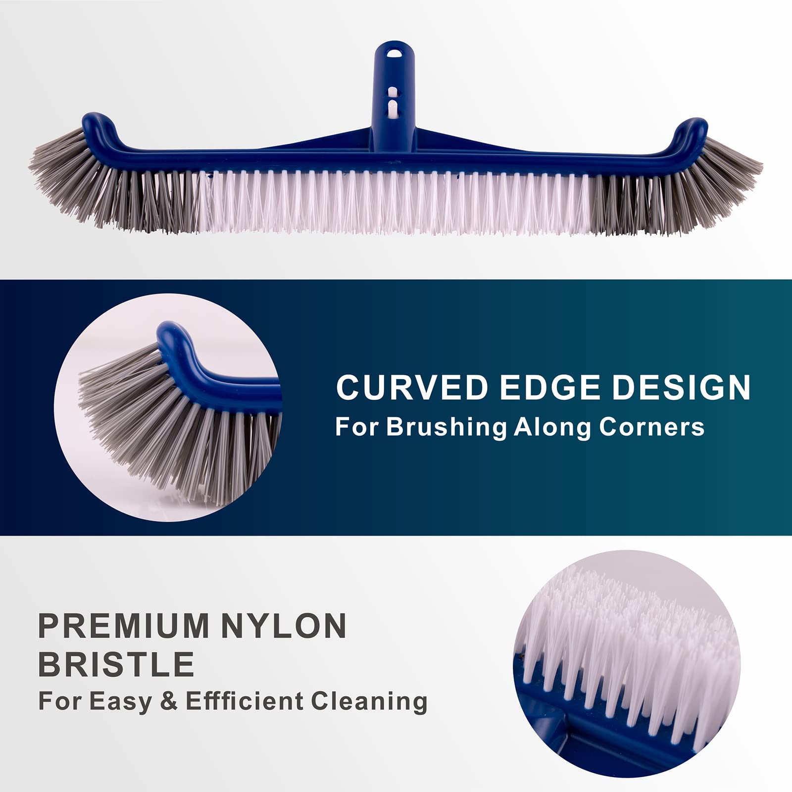Poolaza 45-degree angled handle improves ease of use during cleaning.