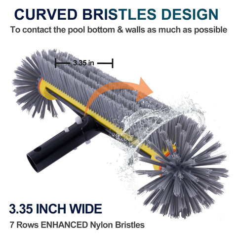 POOLAZA reinforced aluminum handle angled 45° for easy brushing.