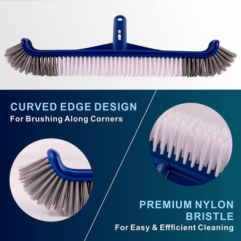 POOLAZA curved-ends help clean along pool corners and tiles.