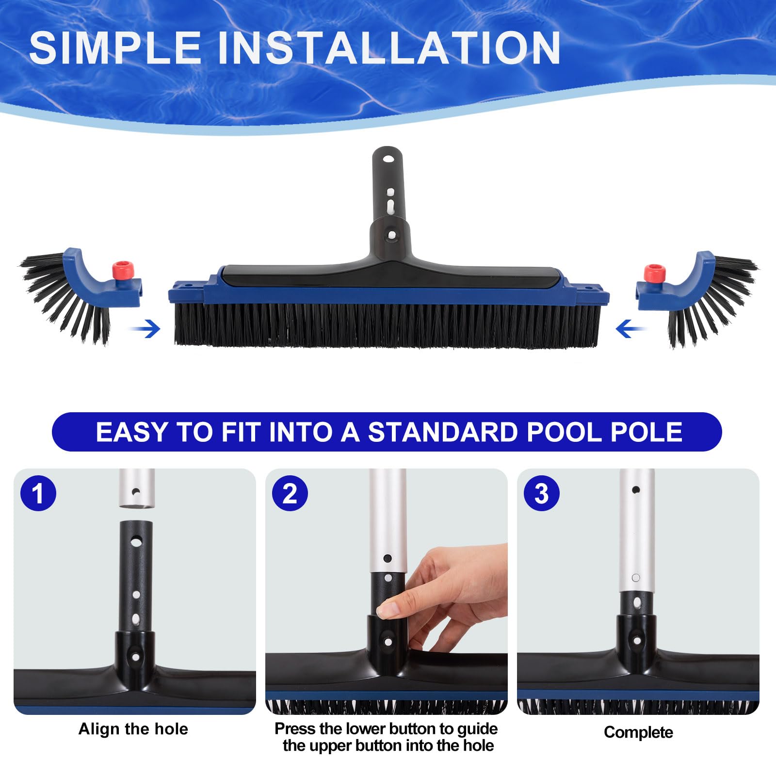 PoolAZA curved ends reaching corners for complete cleaning