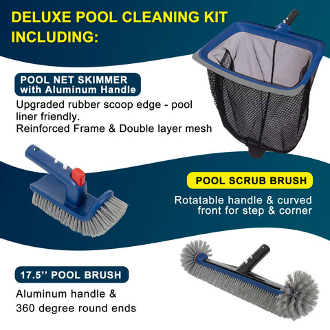 POOLAZA Deluxe brush head 17.5-inch covers large pool areas efficiently