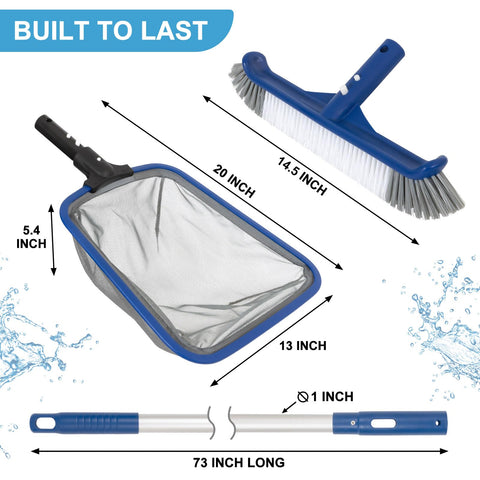 POOLAZA deluxe cleaning kit skimmer net captures fine debris effectively.