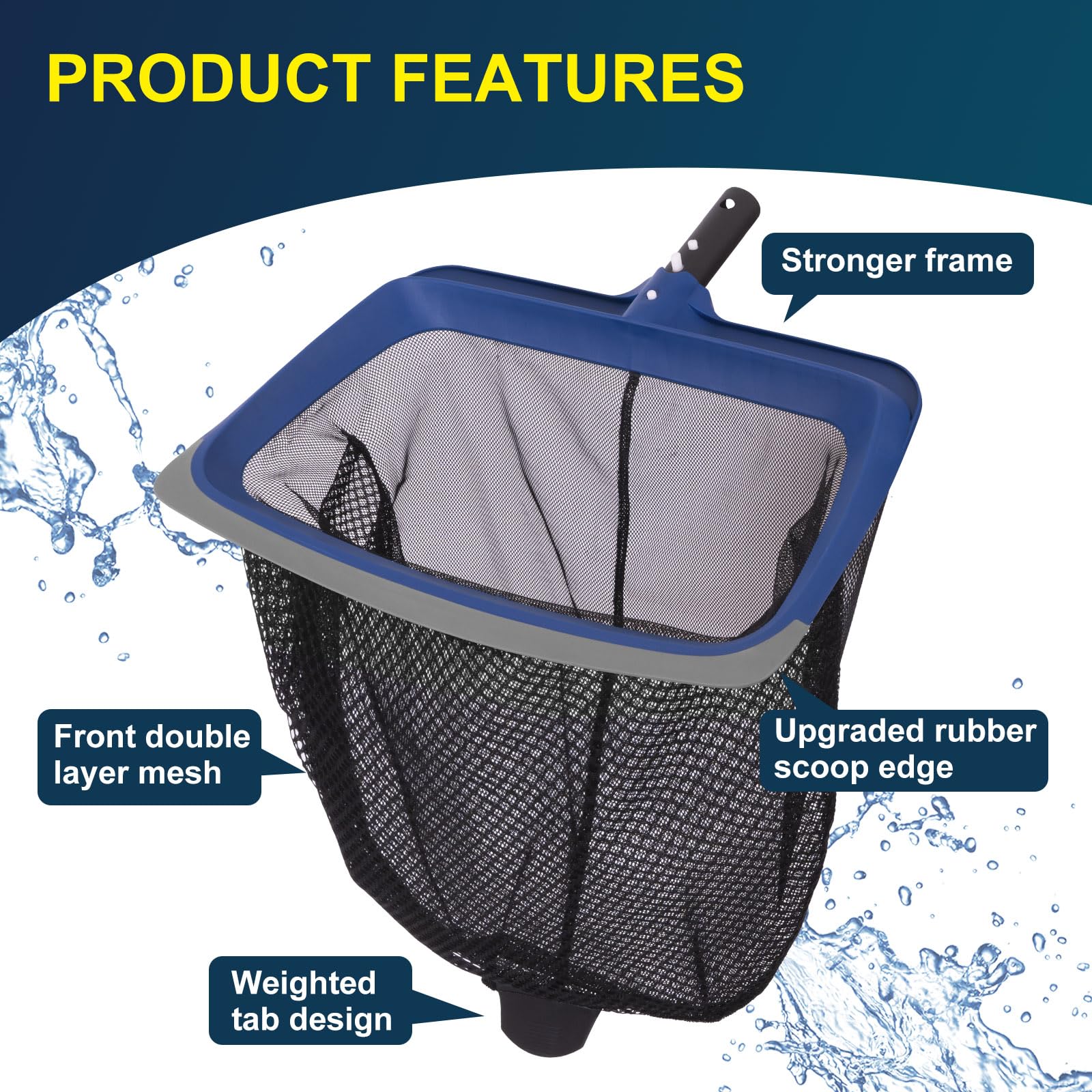 POOLAZA Rotatable scrub brush reaches corners and steps for thorough cleaning