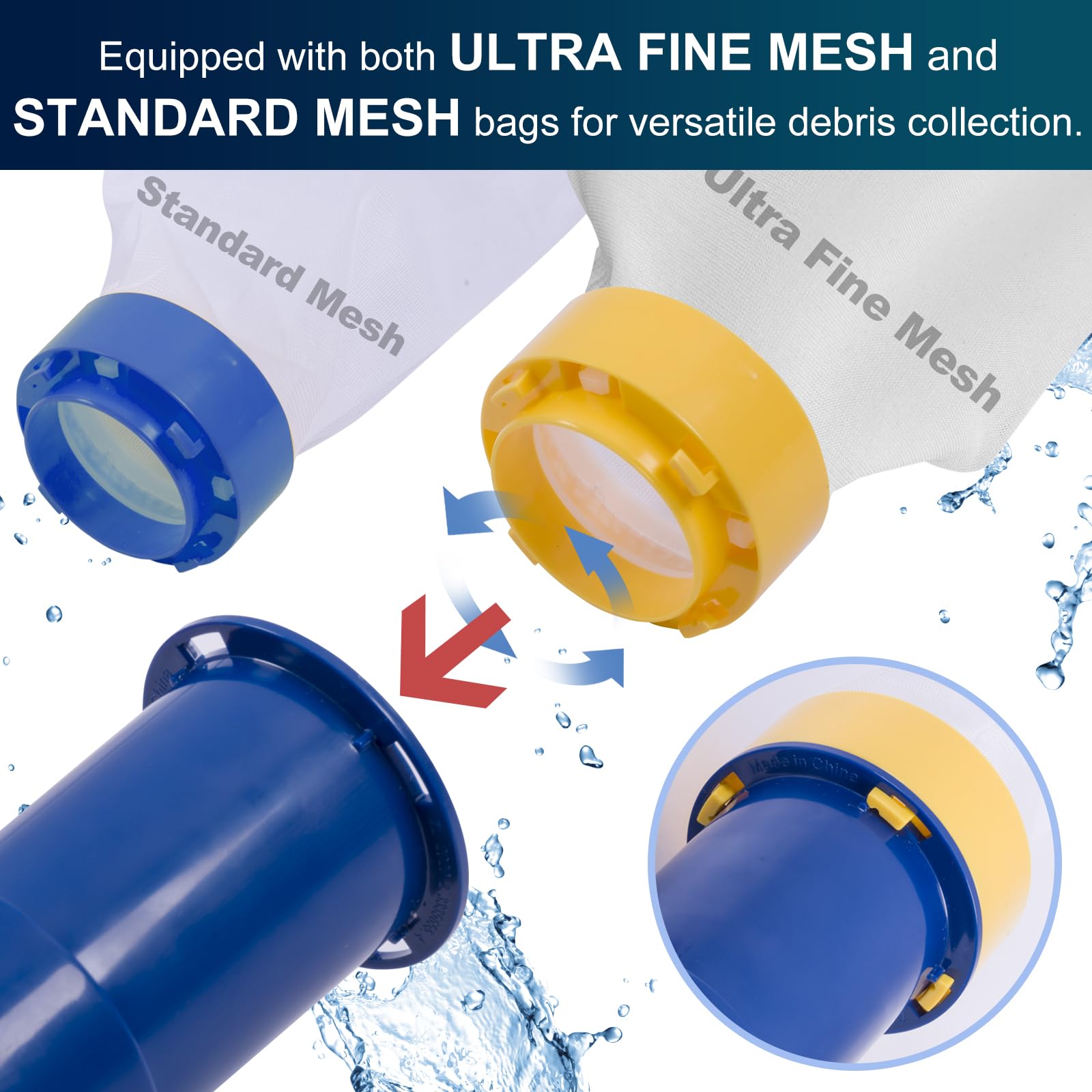 Poolaza double mesh bag design captures debris efficiently for cleaner pool water.