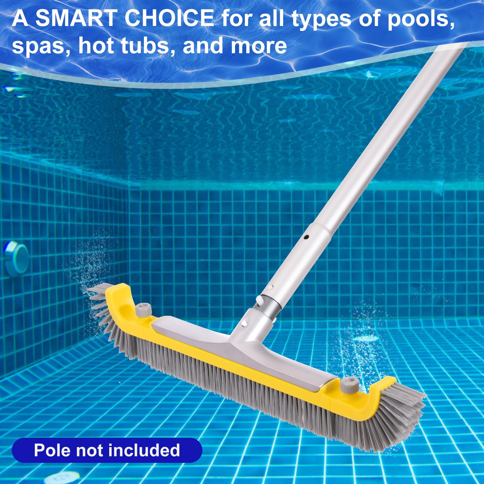 POOLAZA Easy-attachment for most poles enables effortless cleaning of hard-to-reach areas.