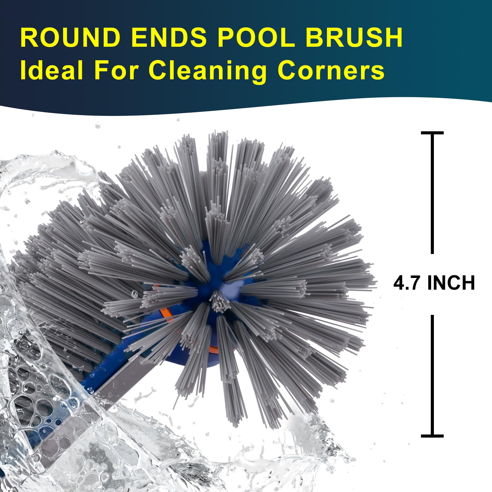 POOLAZA heavy-duty brush body withstands tough scrubbing for consistent performance.