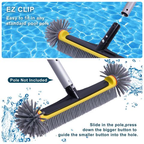 POOLAZA heavy-duty brush body supports tough scrubbing.