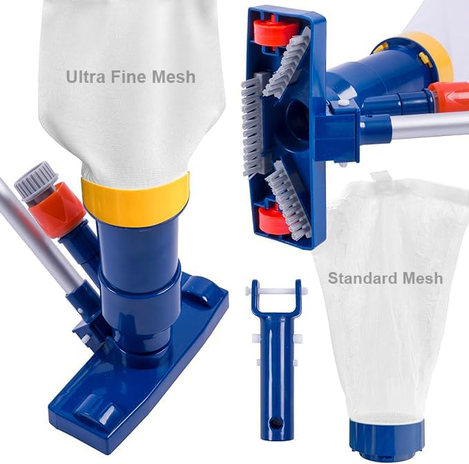 Poolaza manual pool vacuum with 56-inch pole for easy above-ground pool cleaning.