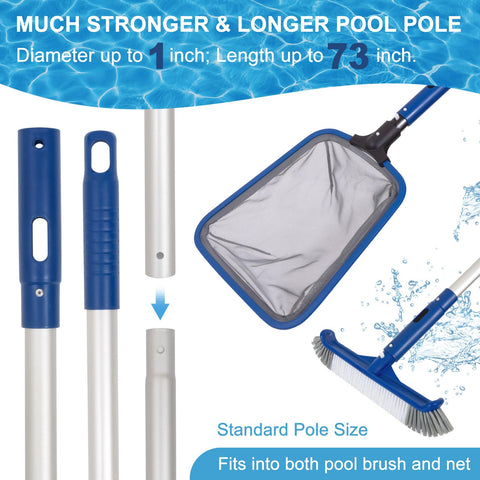 POOLAZA pool brush head close-up reveals durable ABS and nylon bristles.