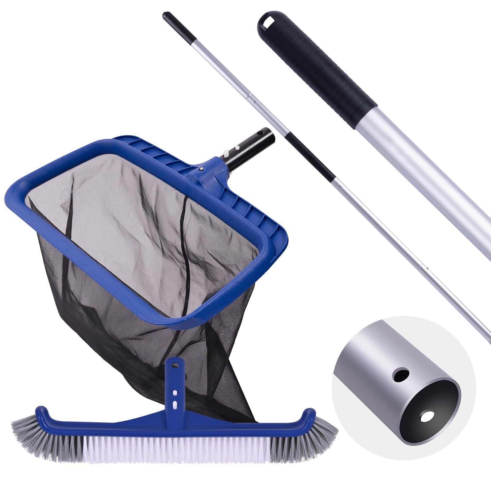 Poolaza pool skimmer net with pole captures fine debris for clean water