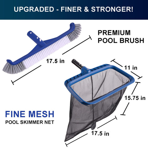 Poolaza seventeen-point-five-inch pool brush head reaches walls and corners.