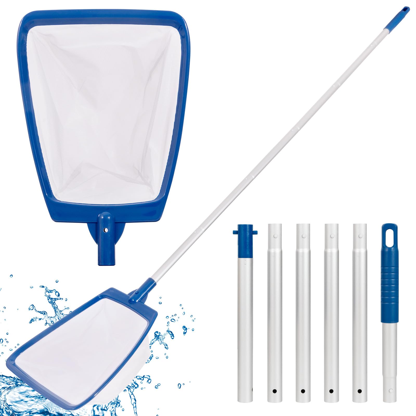 POOLAZA pool skimmer net with 68-inch pole for extended reach cleaning