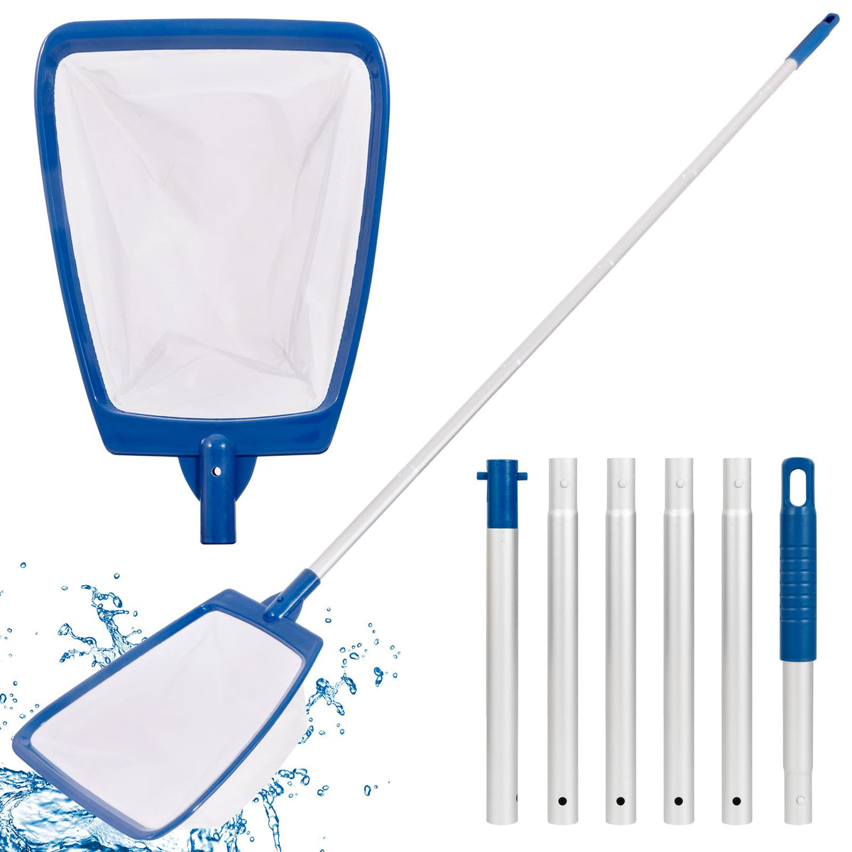 POOLAZA pool skimmer net with 68-inch pole for extended reach cleaning