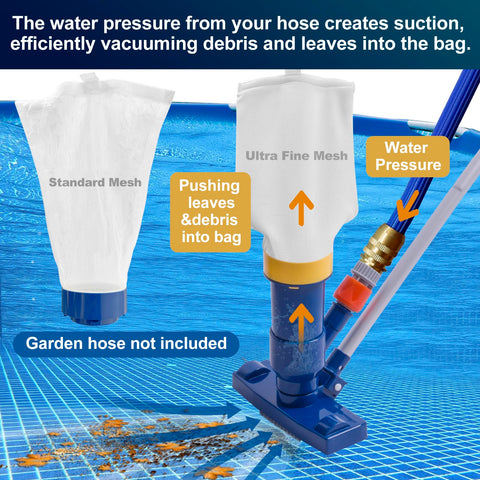 Poolaza ultra-fine mesh bag removes fine sediment for pristine pool surfaces.