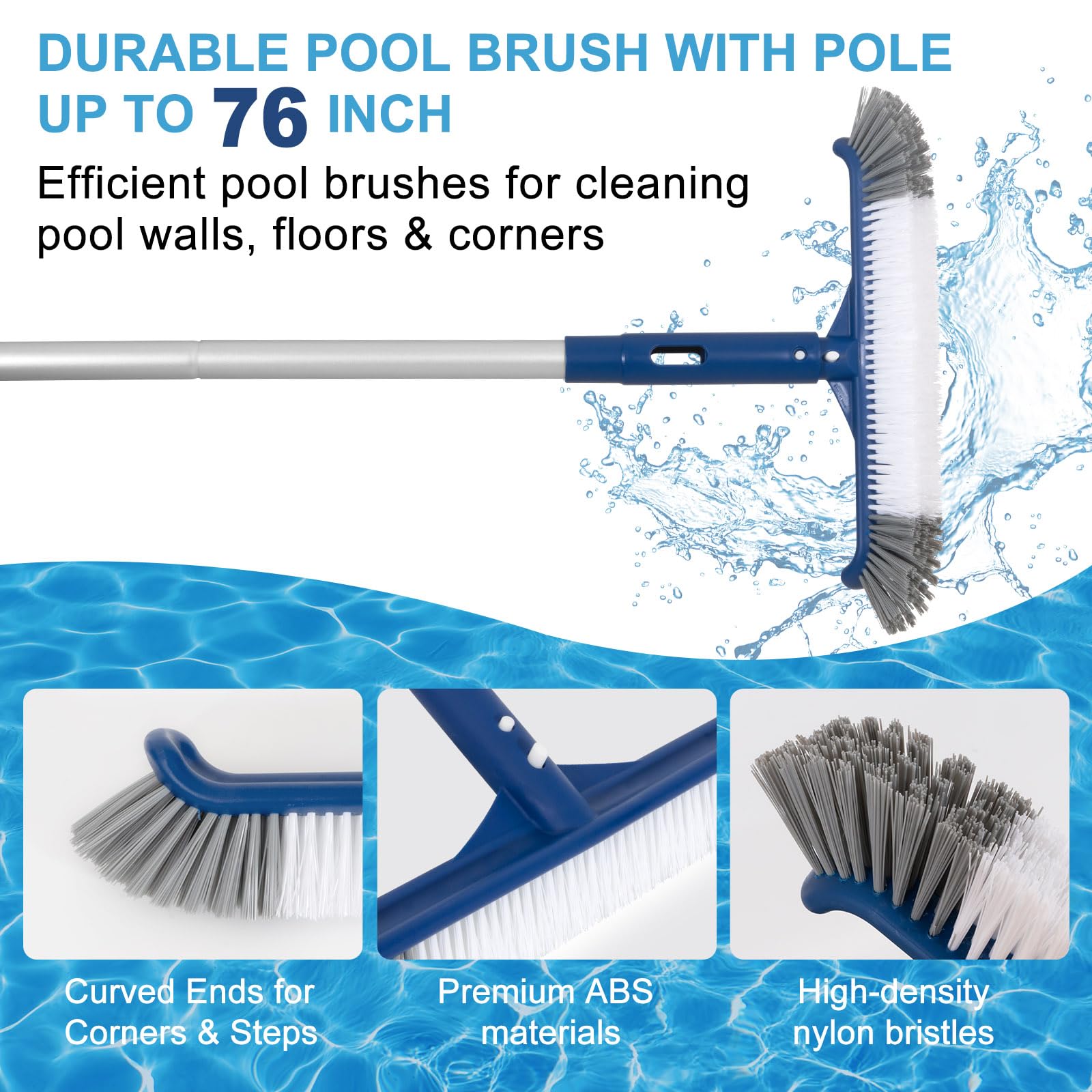 POOLAZA ultra-fine mesh net showcases excellent debris filtration.