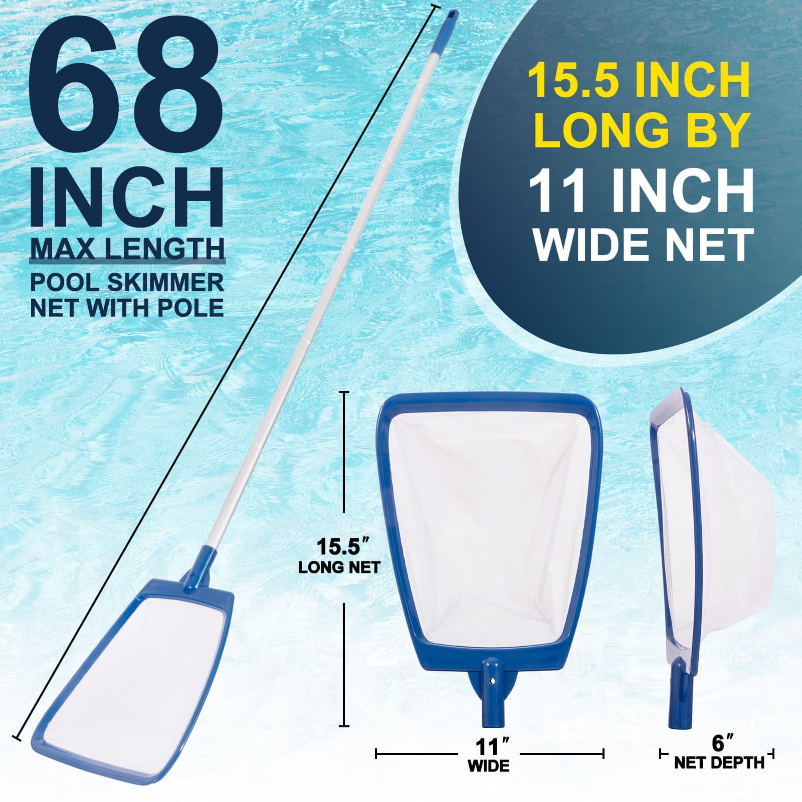 POOLAZA ultra-fine mesh net traps small debris in pools and spas