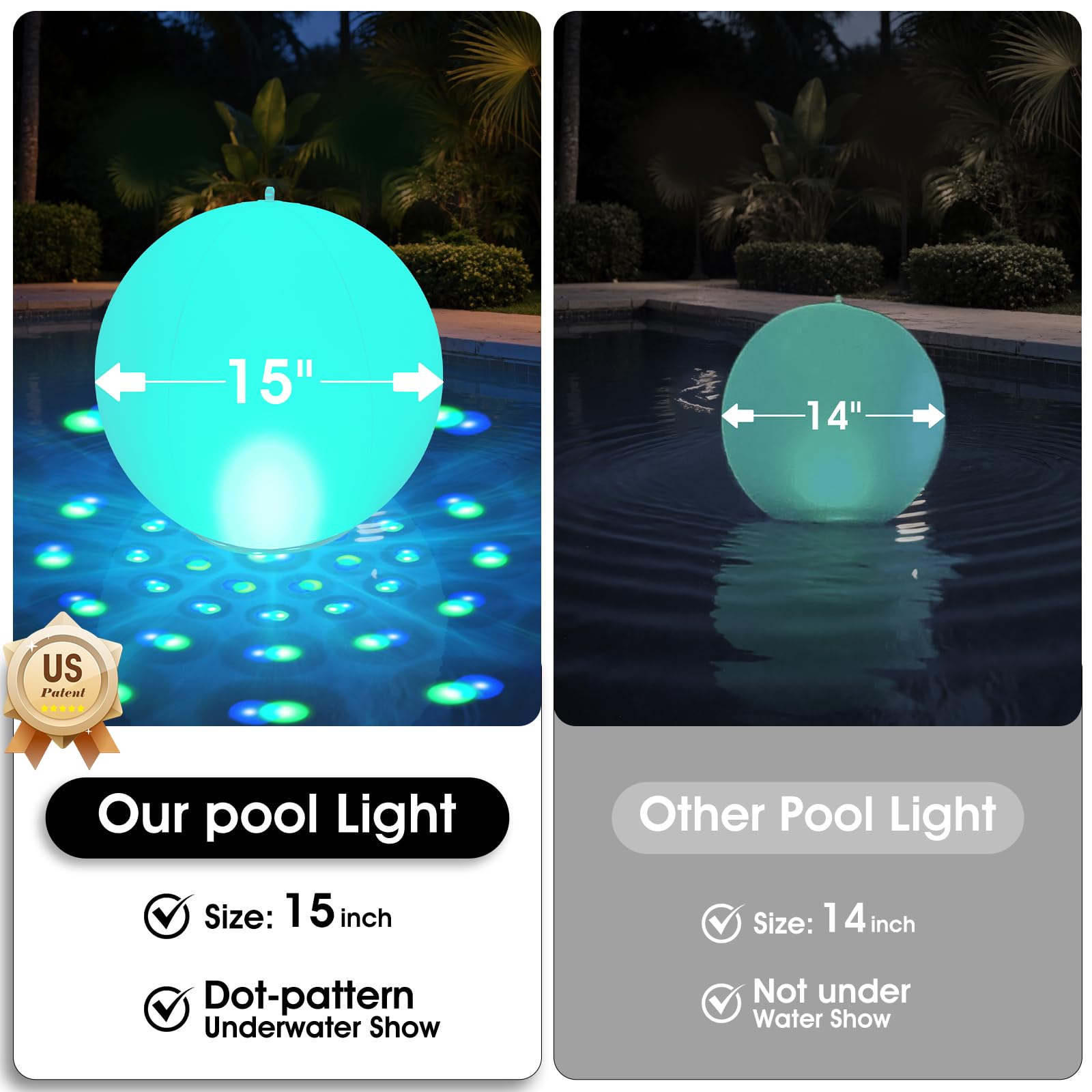 PoolBliss IP68 waterproof sealed base keeps lights protected in rain and splashes