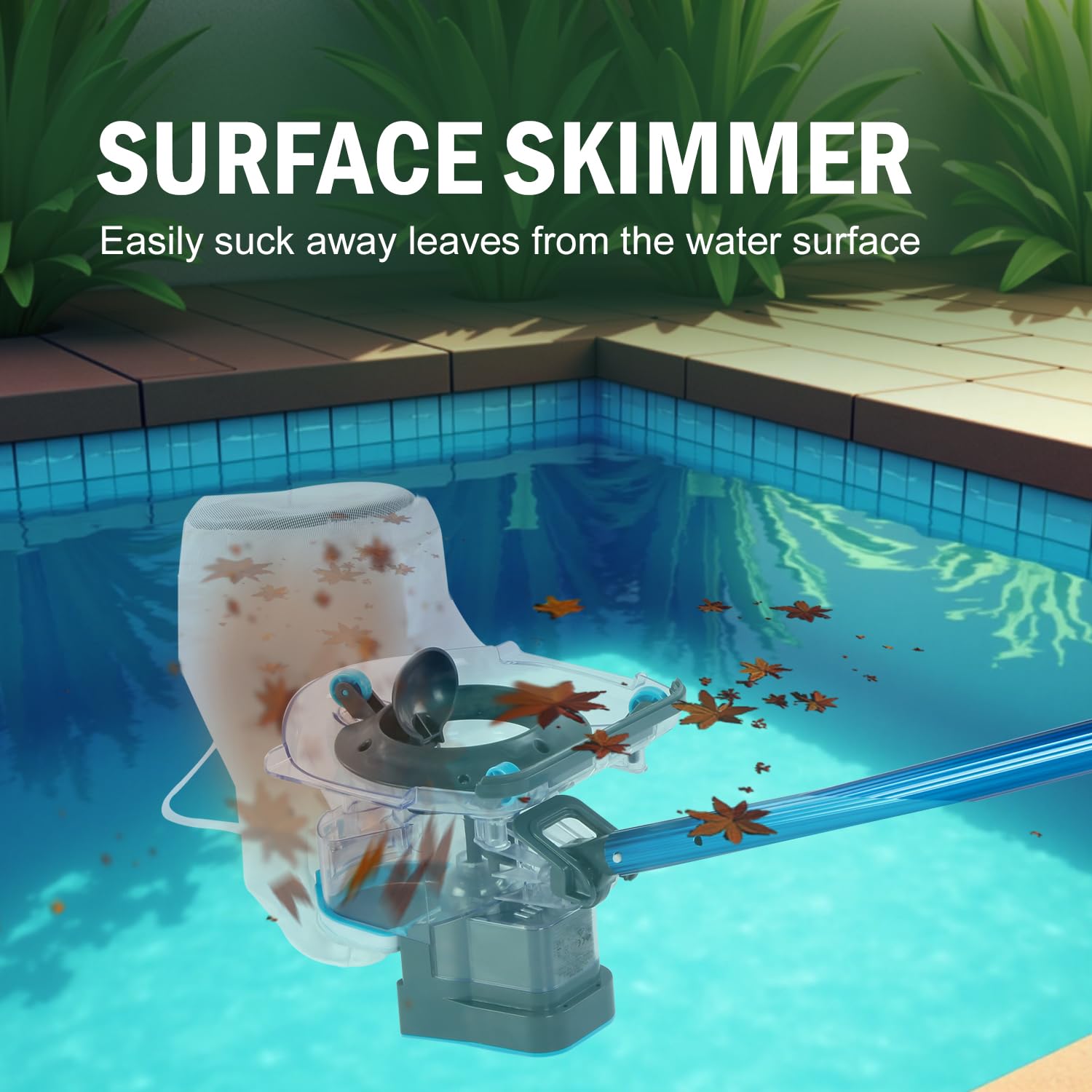 PoolCent cordless leaf vacuum offers up to 60 minutes runtime on a single charge