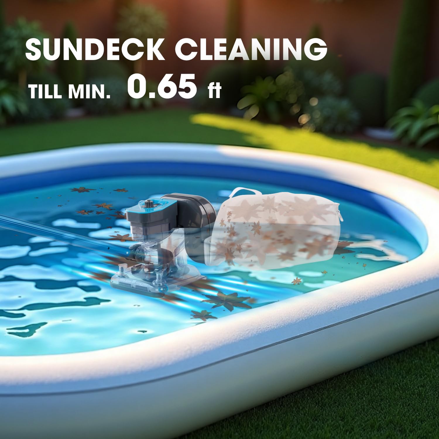 PoolCent cordless leaf vacuum recharges in 3–4 hours for quick maintenance