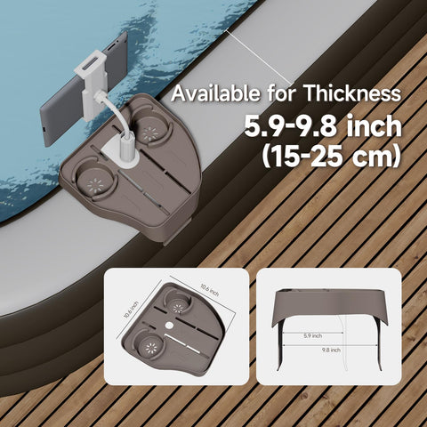 POOLCOMFT adjustable base clamp securing tray to tub wall