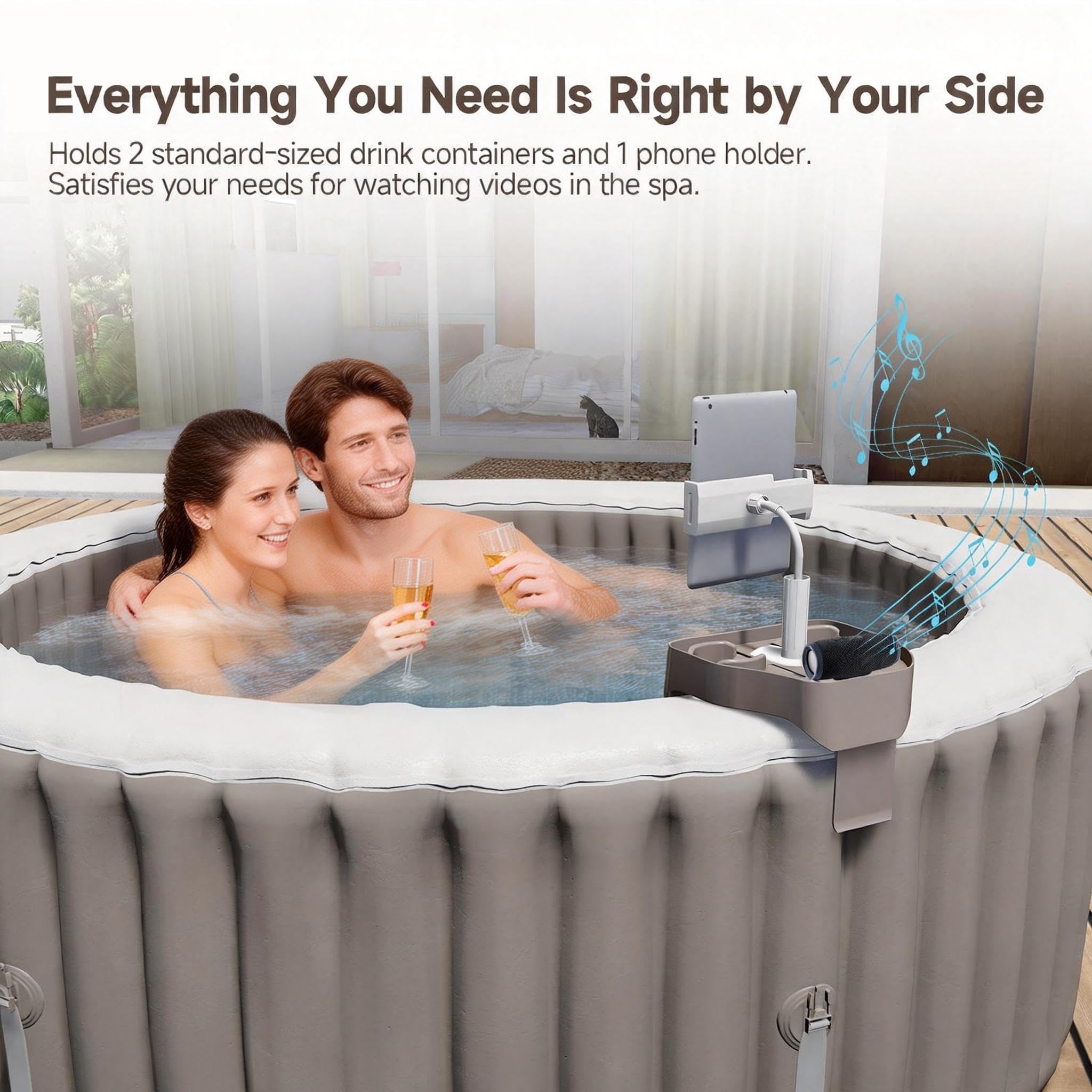 POOLCOMFT dual cup holders keeping drinks stable while soaking