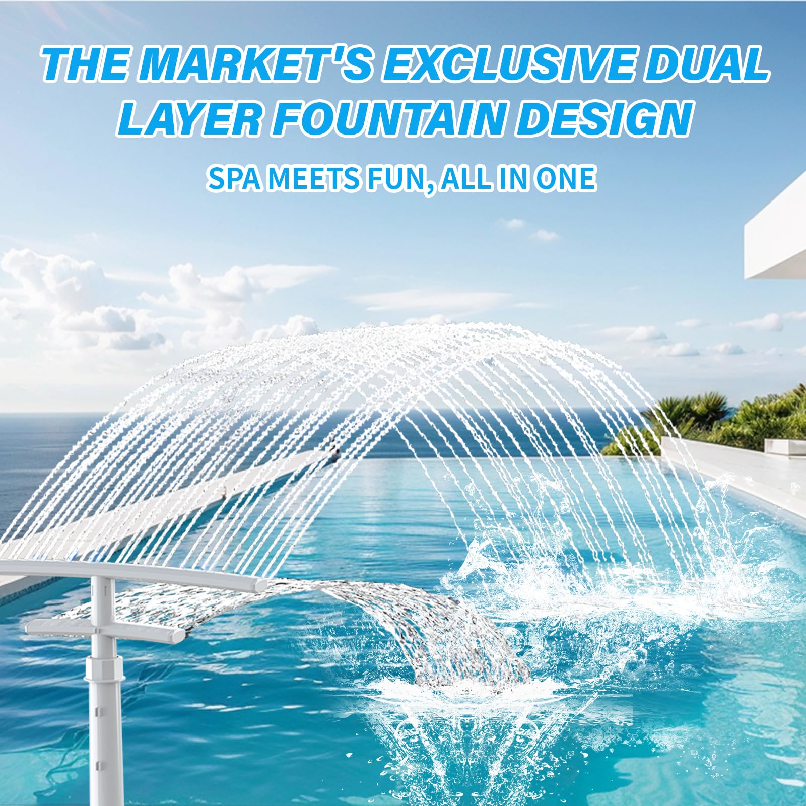 PoolCoolPro 360 swivel fountain demonstrating adjustable direction for tailored circulation