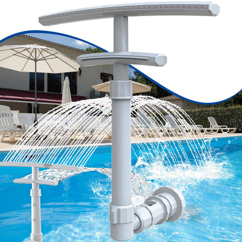 PoolCoolPro dual-layer fountain setup with dramatic water arcs for refreshing ambience