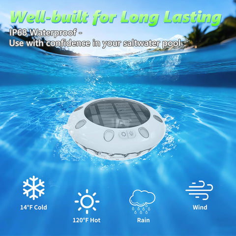 Pooldecor IP68 waterproof pool light withstands splashes and weather for year-round use.
