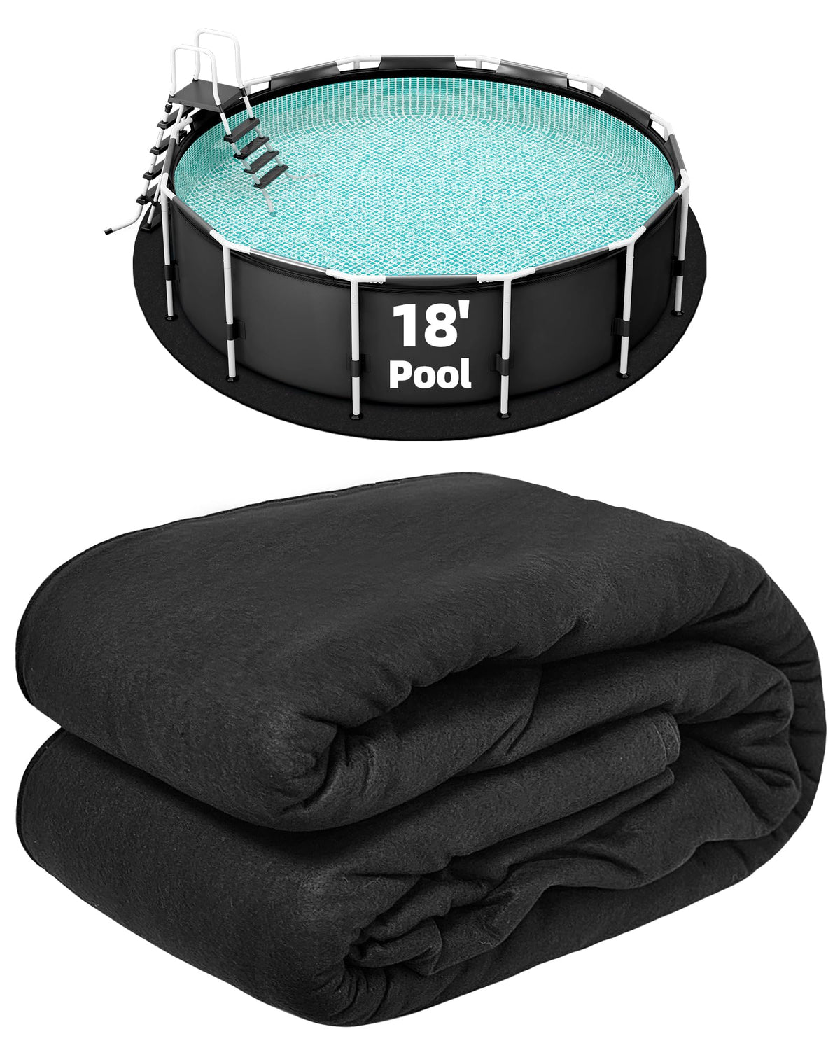 Poolergetic 18-foot liner pad protects against punctures and rocks under the pool