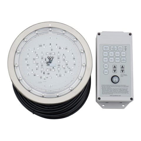 Poolexa 10-inch LED multicolor inground light closeup showing housing for durable outdoor color lighting