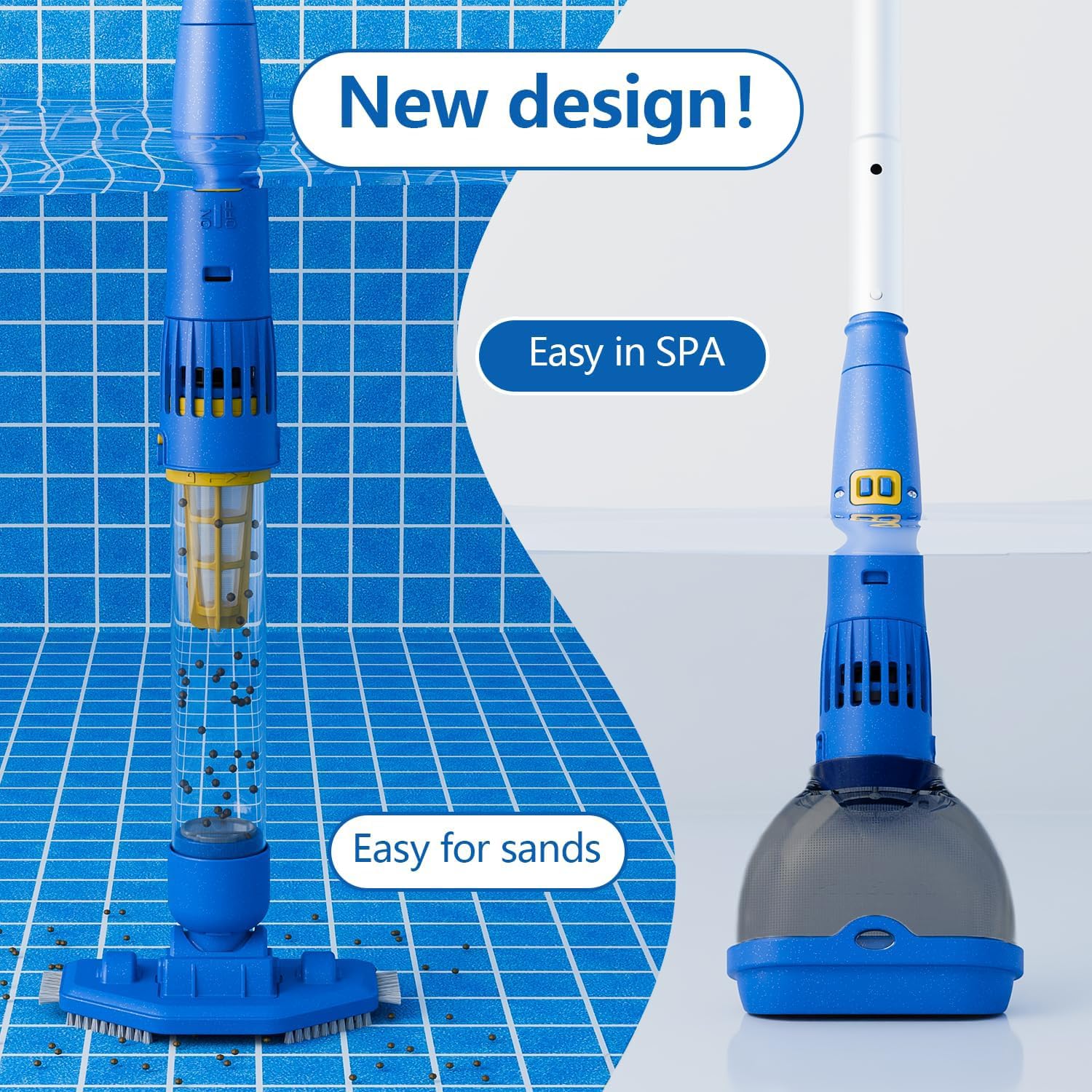 PoolGuard vacuum with strong suction tackling sand and debris around pool edges.