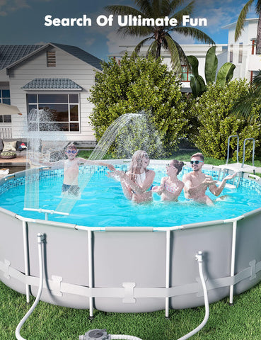 Poolhacker compact design durable fountain emphasizes space-saving outdoor pool accessory.