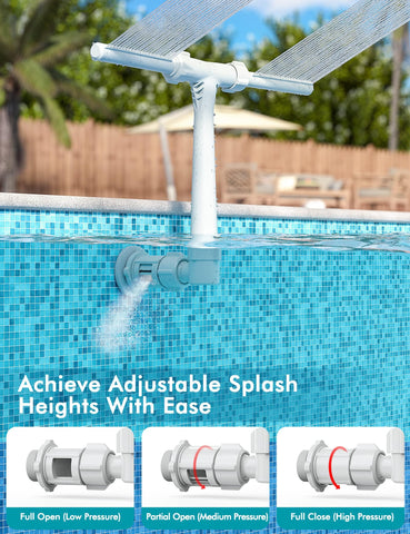 Poolhacker cooling-effect waterfall highlights potential water temperature reduction.