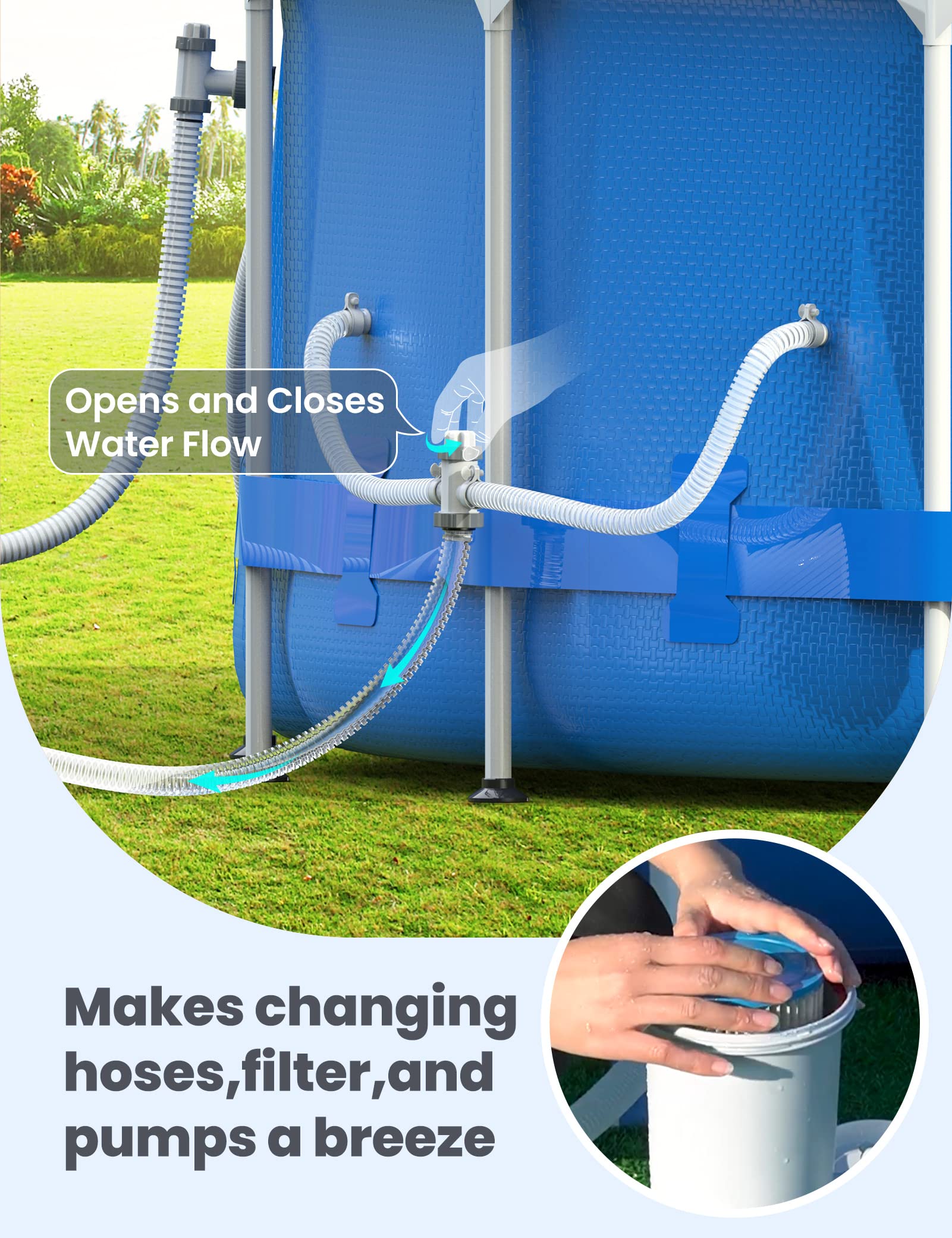 POOLHACKER above ground pool setup emphasizes compatibility and easy retrofits