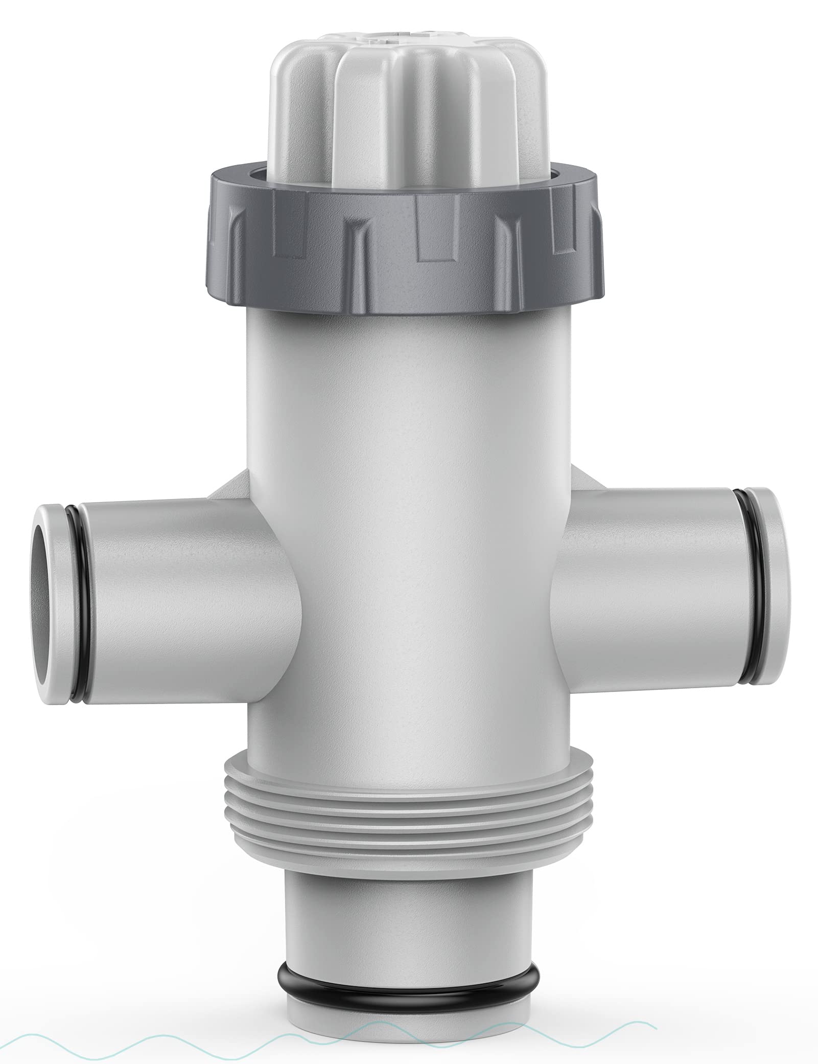 POOLHACKER dual-split valve side view shows accessible maintenance