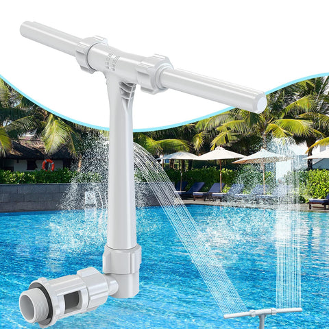 Poolhacker dual-spray fountain front view shows enhanced ambiance and splash.