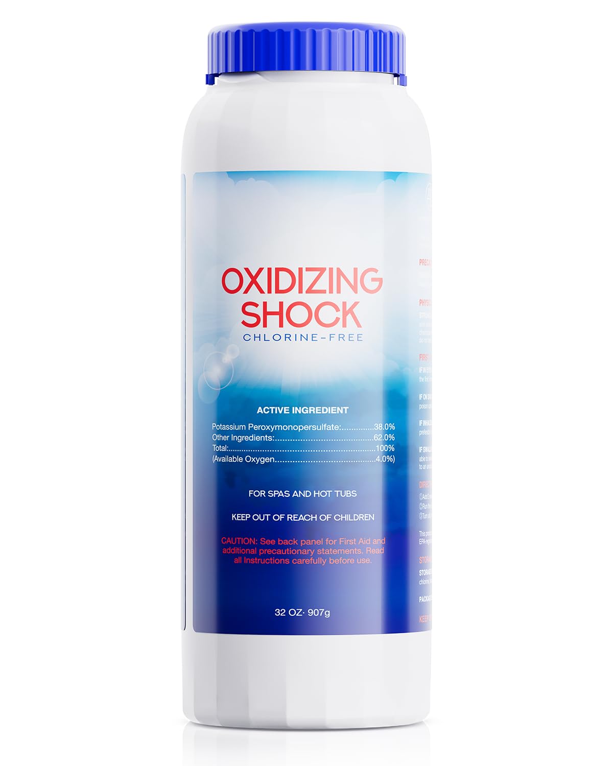 POOLHOUR 32oz chlorine-free oxidizing shock bottle-pour shot improves ease of use.